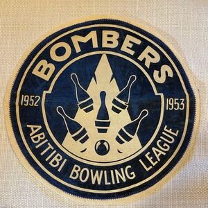 Vintage 1950s Abitibi Bombers Bowling League Felt Patch